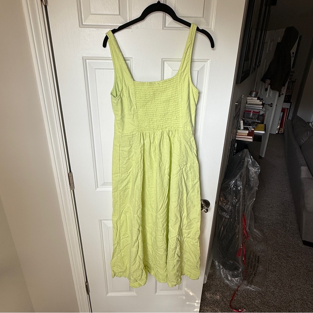 Old Navy linen Lime Green Midi Dress Size M Tall